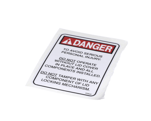 Henny Penny 35822 Label-Lid-Danger (HEN35822) Each