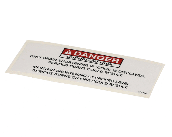 Henny Penny 37934 Label - Danger Shortening (HEN37934) Each