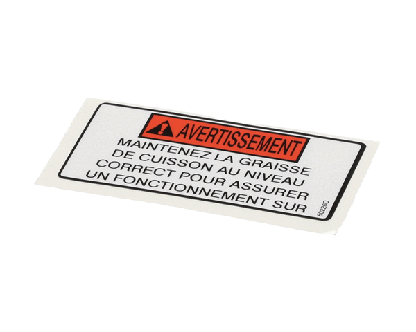 Henny Penny 60226 Label-Oil Level Warning, Fre (HEN60226) Each