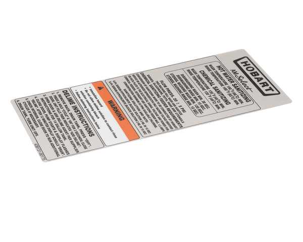Hobart 00-438131-00175 Label,Instruction,Cleaning (HOB00-438131-00175) Each