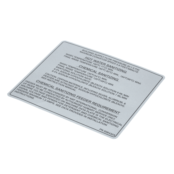 Hobart 00-936432 Label,Instruction,Sanitize (HOB00-936432) Each