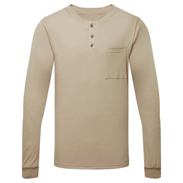 Portwest® Frontline 6.9oz Henley Long Sleeve T-Shirt, Khaki, Size XL (IFP660KHRXL) Each