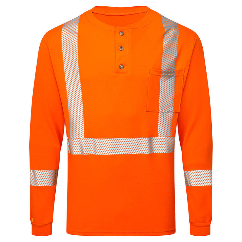 Portwest® Frontline 6.9oz Henley Long Sleeve T-Shirt, Orange, Size XXL (IFS662ORRXXL) Each