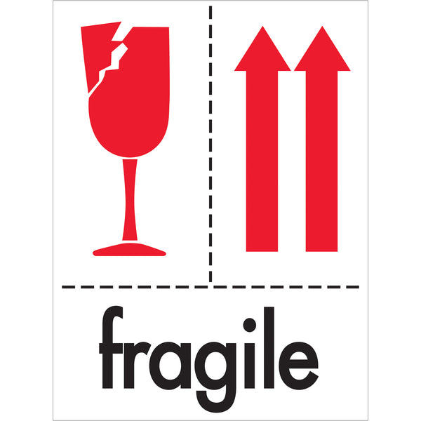 TAPE LOGIC® Labels, "Fragile", 3" x 4", Red/White/Black, 500/Roll (IPM319) Roll Of 500