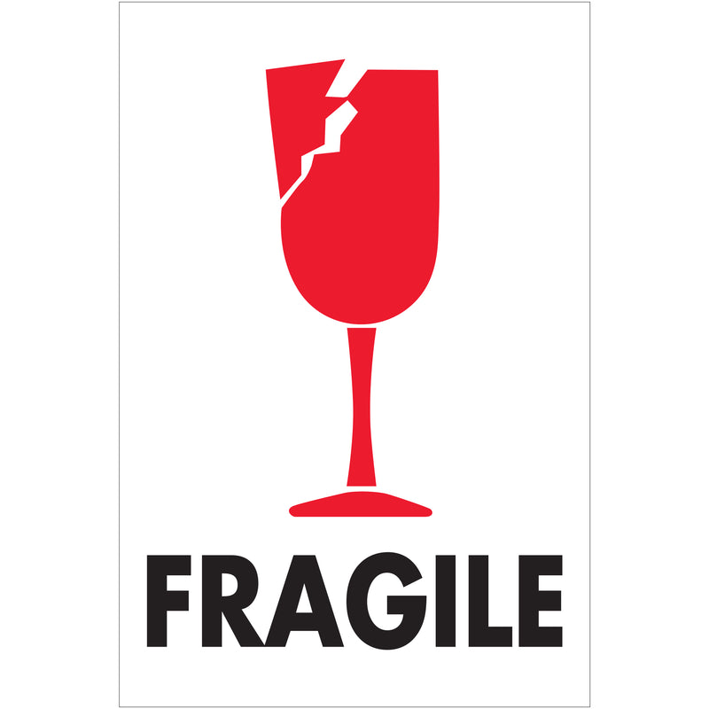 TAPE LOGIC® Labels, "Fragile", 4 x 6", Red/White/Black, 500/Roll (IPM503) Roll Of 500