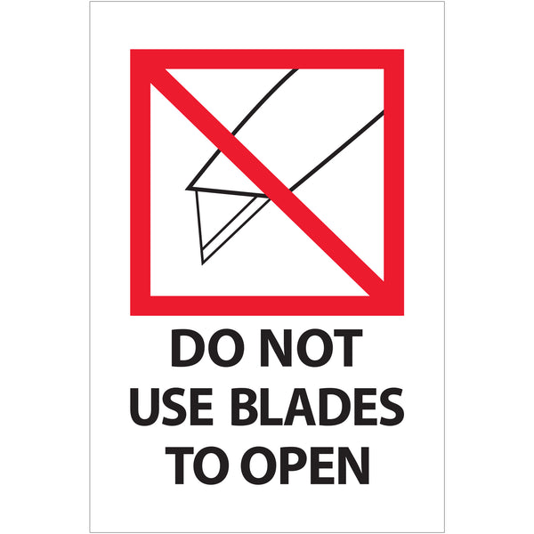 4 x 6" - "Do Not Use Blades to Open" Labels (IPM504) Roll Of 500