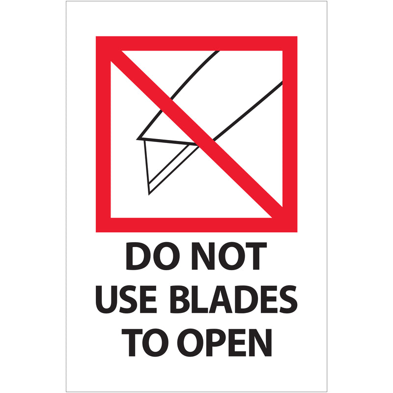 4 x 6" - "Do Not Use Blades to Open" Labels (IPM504) Roll Of 500