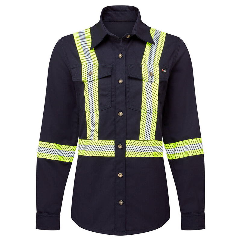 Portwest® Women's Ultrasoft 7oz Deluxe Segmented Striped Work shirt , Navy, Size XXL (IUS673NARXXL) Each