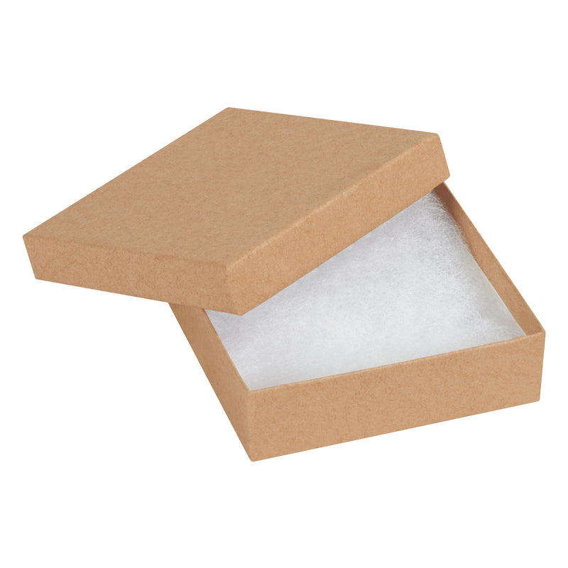 3 1/2 x 3 1/2 x 1" Kraft Jewelry Boxes (JB331K) Case Of 100