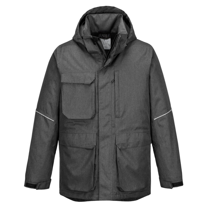 Portwest® KX3 Winter Parka Jacket, Gray Marl, Size XXL (KX360GMRXXL) Each