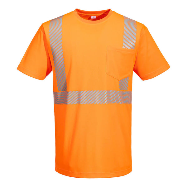 Portwest® Hi-Vis Lightweight S/S T-Shirt Segmented Tape, Orange, Size XXXL (L044ORRXXXL) Each