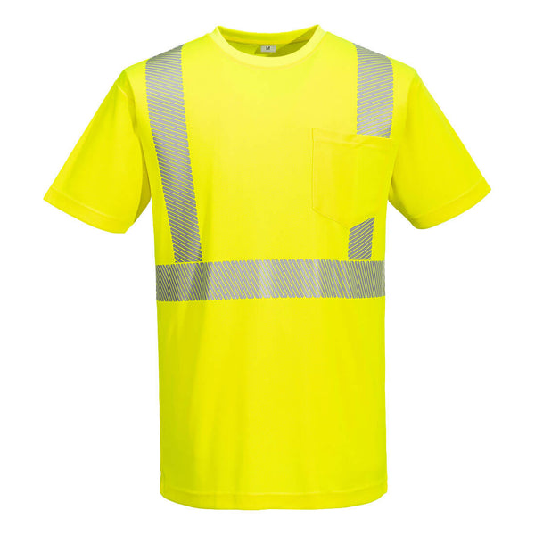 Portwest® Hi-Vis Lightweight S/S T-Shirt Segmented Tape, Yellow, Size XXXL (L044YERXXXL) Each