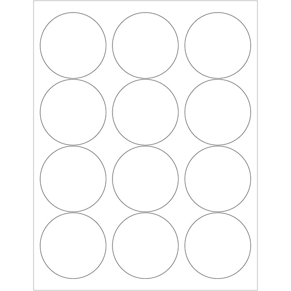 2 1/2" White Circle Laser Labels, Case Of 1200 Case Of 1200