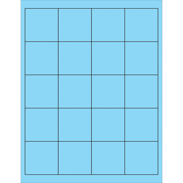 2" x 2" Fluorescent Pastel Blue Rectangle Laser Labels, Case Of 2000 Case Of 2000