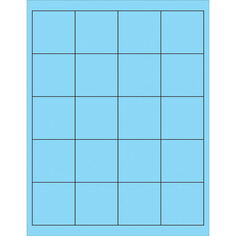 2" x 2" Fluorescent Pastel Blue Rectangle Laser Labels, Case Of 2000 Case Of 2000