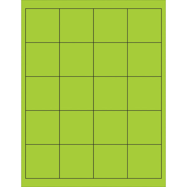 2 x 2" Fluorescent Green Rectangle Laser Labels, Case Of 2000 Case Of 2000