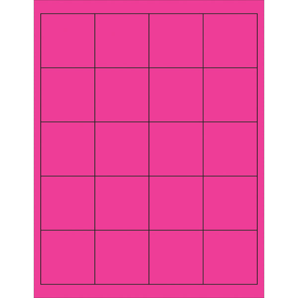 2 x 2" Fluorescent Pink Rectangle Laser Labels, Case Of 2000 Case Of 2000