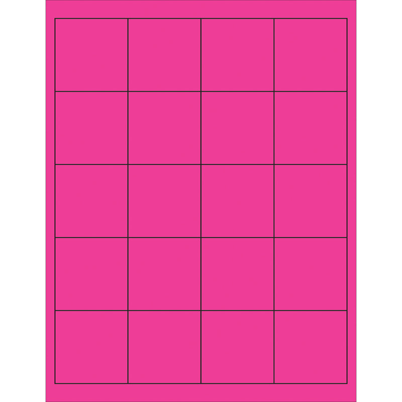 2 x 2" Fluorescent Pink Rectangle Laser Labels, Case Of 2000 Case Of 2000