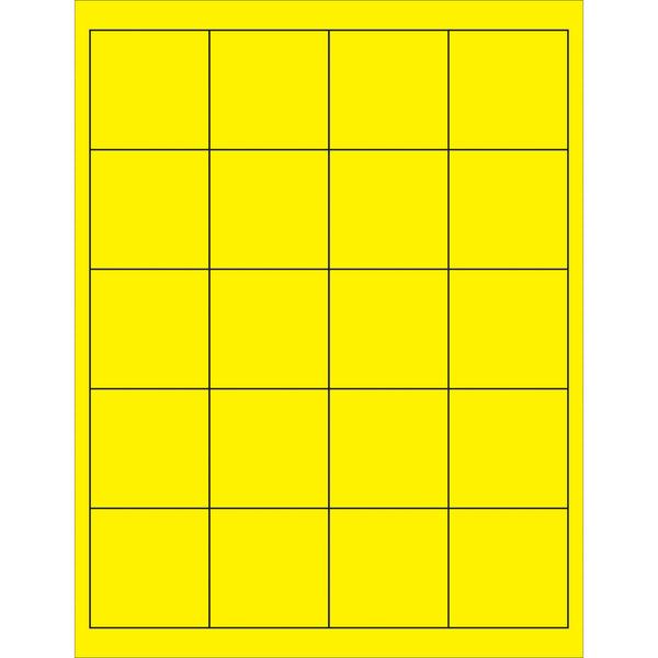 2 x 2" Fluorescent Yellow Rectangle Laser Labels, Case Of 2000 Case Of 2000