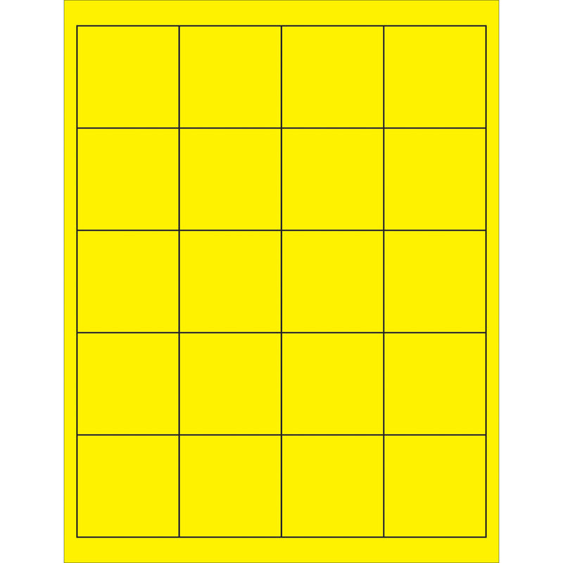 2 x 2" Fluorescent Yellow Rectangle Laser Labels, Case Of 2000 Case Of 2000