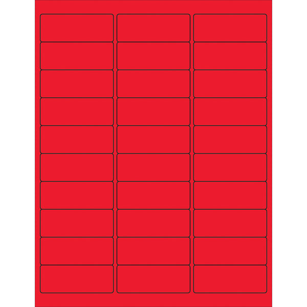 2 5/8 x 1" Fluorescent Red Rectangle Laser Labels, Case Of 3000 Case Of 3000