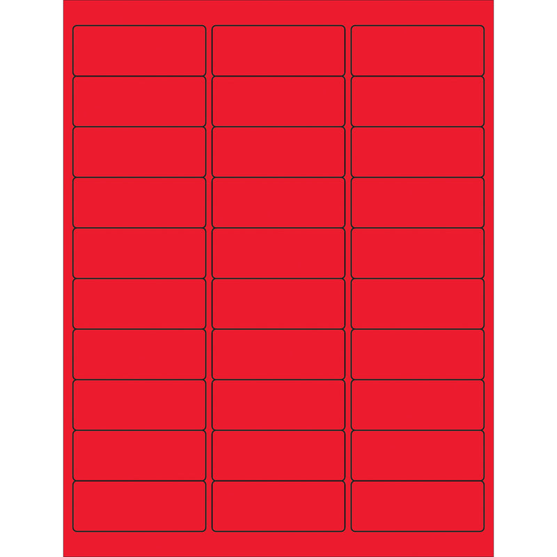 2 5/8 x 1" Fluorescent Red Rectangle Laser Labels, Case Of 3000 Case Of 3000