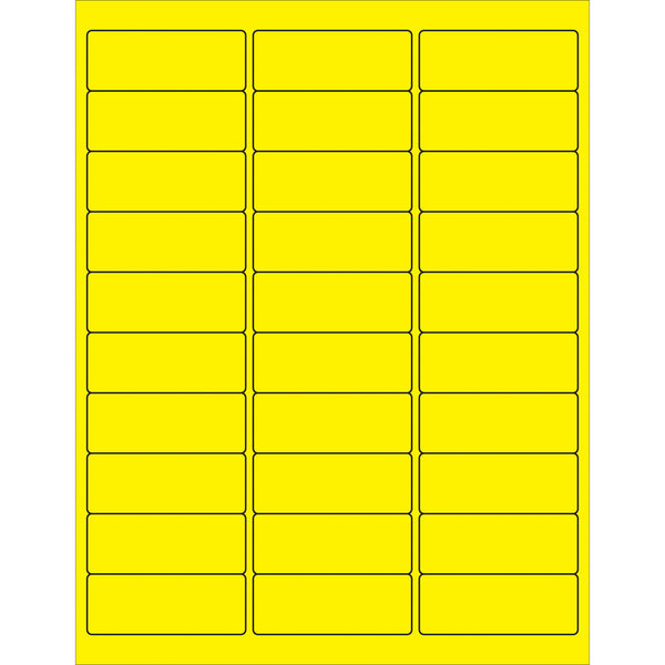 2 5/8 x 1" Fluorescent Yellow Rectangle Laser Labels, Case Of 3000 Case Of 3000