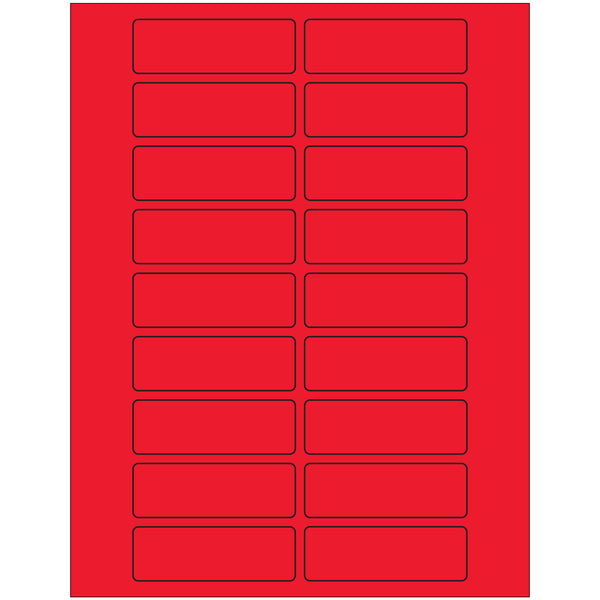 3 x 1" Fluorescent Red Rectangle Laser Labels, Case Of 2000 Case Of 2000