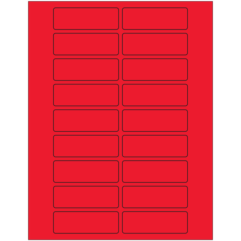 3 x 1" Fluorescent Red Rectangle Laser Labels, Case Of 2000 Case Of 2000