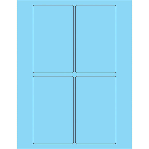 3 x 5" Fluorescent Pastel Blue Rectangle Laser Labels, Case Of 400 Case Of 400