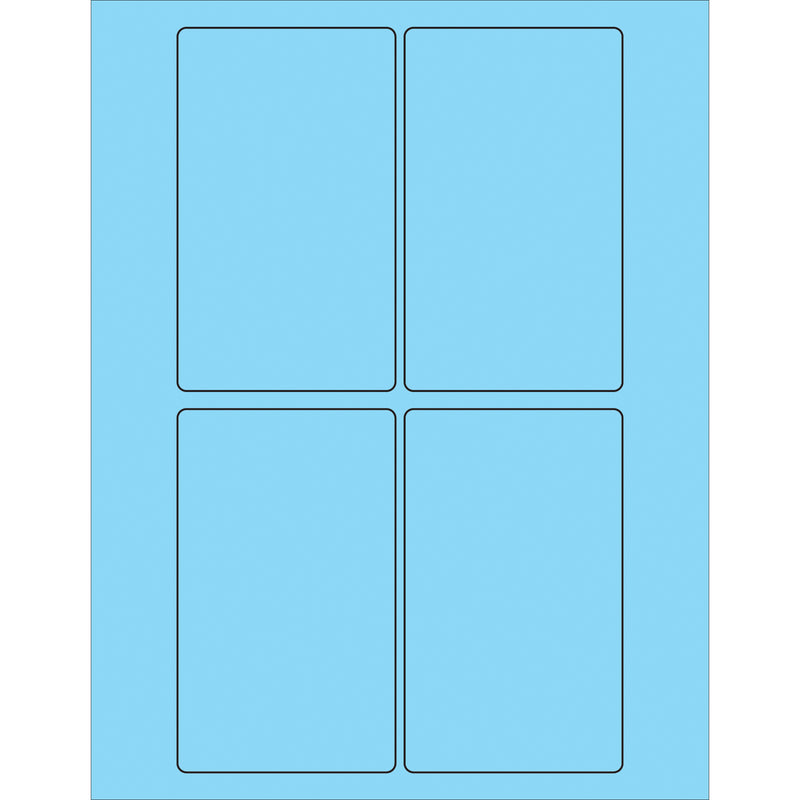 3 x 5" Fluorescent Pastel Blue Rectangle Laser Labels, Case Of 400 Case Of 400