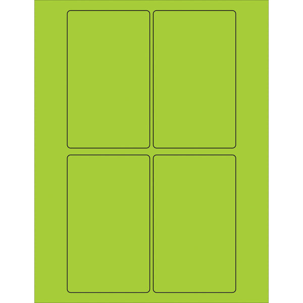 3 x 5" Fluorescent Green Rectangle Laser Labels, Case Of 400 Case Of 400