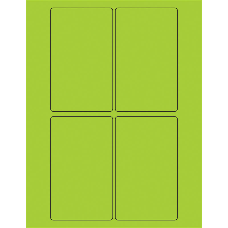 3 x 5" Fluorescent Green Rectangle Laser Labels, Case Of 400 Case Of 400