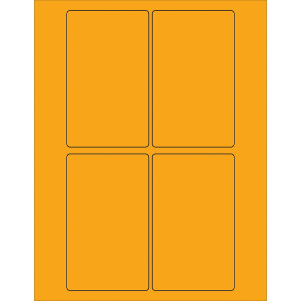 3 x 5" Fluorescent Orange Rectangle Laser Labels, Case Of 400 Case Of 400