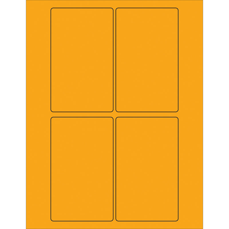 3 x 5" Fluorescent Orange Rectangle Laser Labels, Case Of 400 Case Of 400