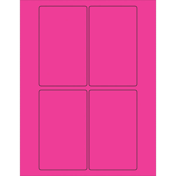 3 x 5" Fluorescent Pink Rectangle Laser Labels, Case Of 400 Case Of 400