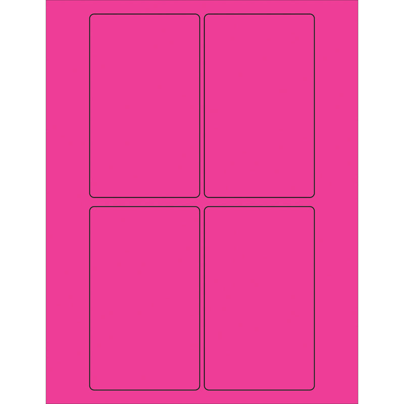 3 x 5" Fluorescent Pink Rectangle Laser Labels, Case Of 400 Case Of 400