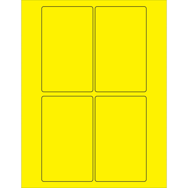 3 x 5" Fluorescent Yellow Rectangle Laser Labels, Case Of 400 Case Of 400