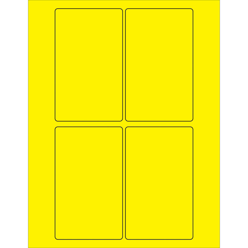 3 x 5" Fluorescent Yellow Rectangle Laser Labels, Case Of 400 Case Of 400