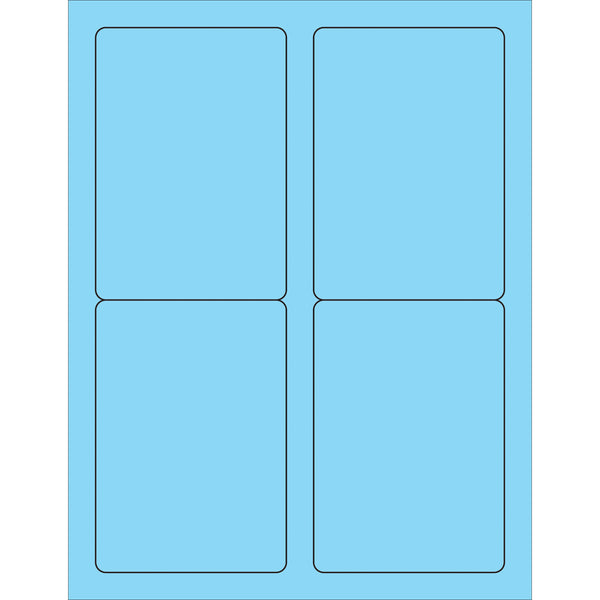 3 1/2 x 5" Fluorescent Pastel Blue Rectangle Laser Labels, Case Of 400 Case Of 400