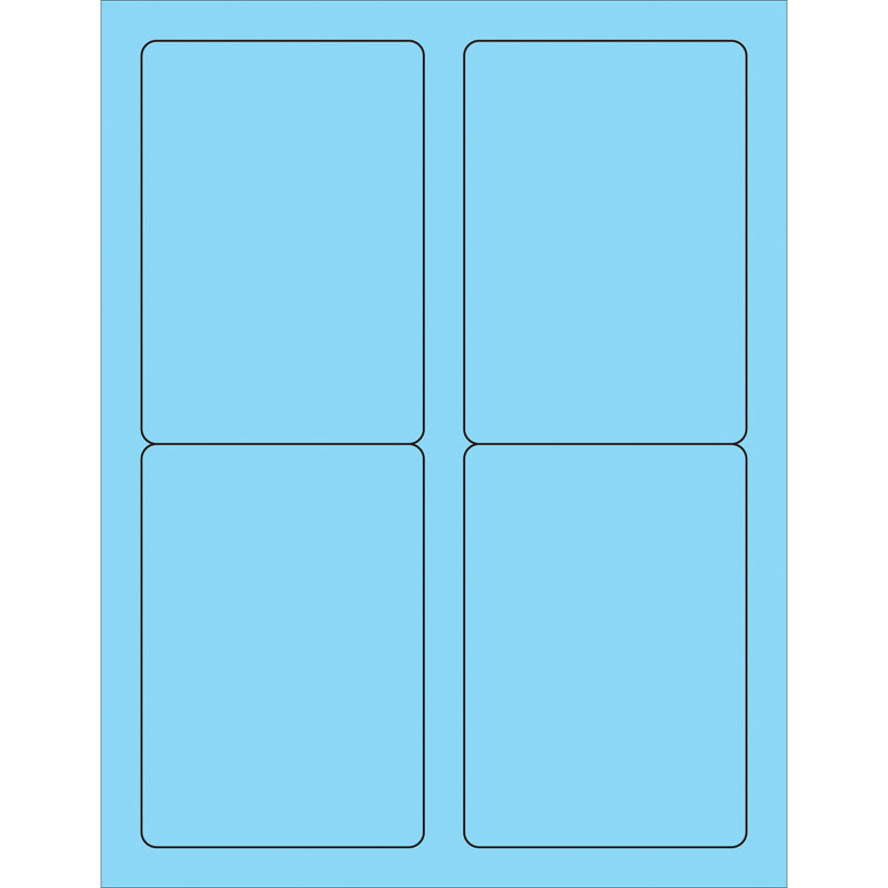 3 1/2 x 5" Fluorescent Pastel Blue Rectangle Laser Labels, Case Of 400 Case Of 400