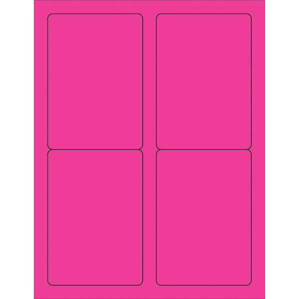 3 1/2 x 5" Fluorescent Pink Rectangle Laser Labels, Case Of 400 Case Of 400