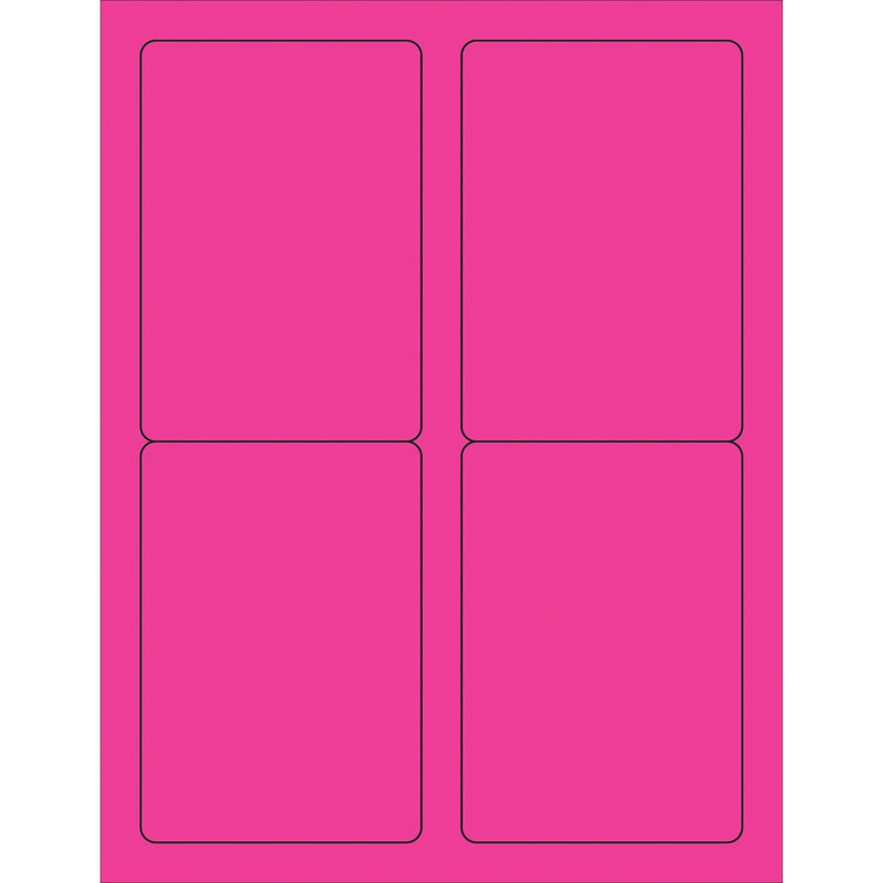 3 1/2 x 5" Fluorescent Pink Rectangle Laser Labels, Case Of 400 Case Of 400