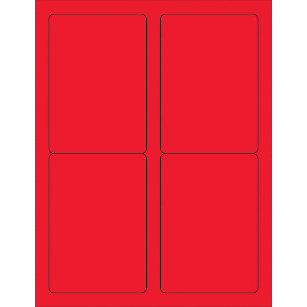 3 1/2 x 5" Fluorescent Red Rectangle Laser Labels, Case Of 400 Case Of 400