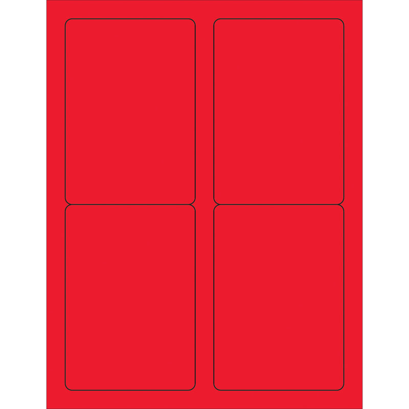 3 1/2 x 5" Fluorescent Red Rectangle Laser Labels, Case Of 400 Case Of 400