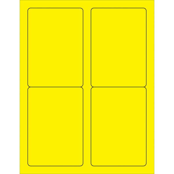 3 1/2 x 5" Fluorescent Yellow Rectangle Laser Labels, Case Of 400 Case Of 400