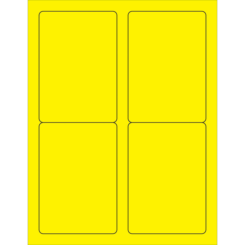 3 1/2 x 5" Fluorescent Yellow Rectangle Laser Labels, Case Of 400 Case Of 400