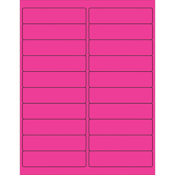 4 x 1" Fluorescent Pink Rectangle Laser Labels, Case Of 2000 Case Of 2000