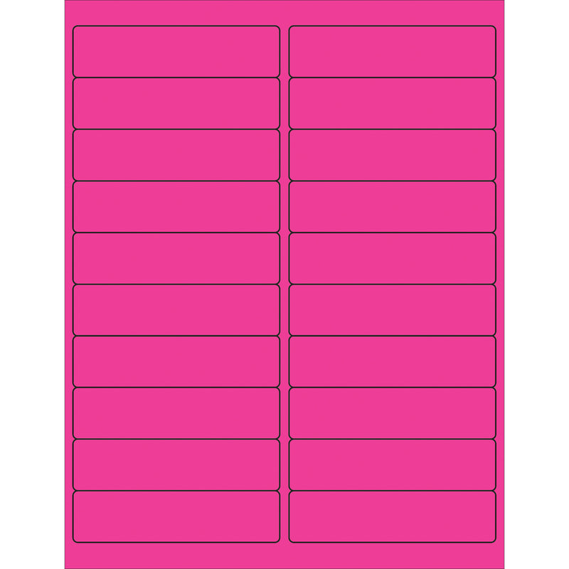 4 x 1" Fluorescent Pink Rectangle Laser Labels, Case Of 2000 Case Of 2000