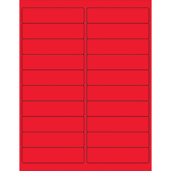 4 x 1" Fluorescent Red Rectangle Laser Labels, Case Of 2000 Case Of 2000